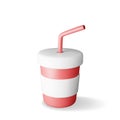 3d Realistic Red Disposable Cup with Straw Royalty Free Stock Photo