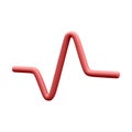 3d realistic red pulse line for medical apps and websites. Medical healthcare concept. Heart pulse, heartbeat line, cardiogram. Royalty Free Stock Photo