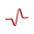 3d realistic red pulse line for medical apps and websites. Medical healthcare concept. Heart pulse, heartbeat line, cardiogram. Royalty Free Stock Photo