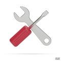 3d realistic red wrench and screwdriver icon set isolated on white background. Royalty Free Stock Photo