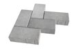 Render of three grey lock paving bricks. Isolated on white background.