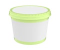 White Food Plastic Tub Container For Dessert, Yogurt, Ice Cream, Sour Sream Or Snack. Ready For Your Design. Green lid.