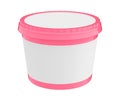 White Food Plastic Tub Container For Dessert, Yogurt, Ice Cream, Sour Sream Or Snack. Ready For Your Design. Pink lid.