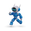 3d realistic robot running to help on white background