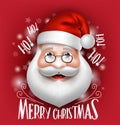 3D Realistic Santa Claus Head Greeting Merry Christmas