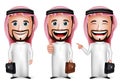 3D Realistic Saudi Arab Man Cartoon Character with Different Pose Royalty Free Stock Photo