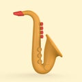 3d realistic saxophone for music concept design in plastic cartoon style. Vector illustration