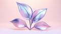 Delicate Sculpture Of Pink Leaf With Blue Leaves On Gradient Background