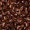 3D realistic seamless vector coffee beans texture good looking when pouring Royalty Free Stock Photo
