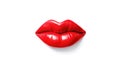 3D realistic smiling glossy red lips on white. cosmetic, fashion, and romantic