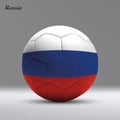 3d realistic soccer ball iwith flag of Russia on studio background