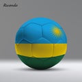 3d realistic soccer ball iwith flag of Rwanda on studio backgrou