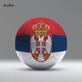 3d realistic soccer ball iwith flag of Serbia on studio background