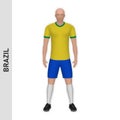 3D realistic soccer player mockup. Brazil Football Team Kit temp