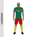 3D realistic soccer player mockup. Cameroon Football Team Kit te