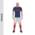 3D realistic soccer player mockup. France Football Team Kit temp