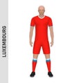 3D realistic soccer player mockup. Luxembourg Football Team Kit