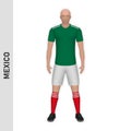 3D realistic soccer player mockup. Mexico Football Team Kit temp