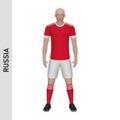 3D realistic soccer player mockup. Russia Football Team Kit temp