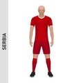 3D realistic soccer player mockup. Serbia Football Team Kit temp