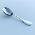 3d realistic Stainless steel glossy metal kitchen spoon isolated over the transparent background. Realistic chrome-plated teaspoon Royalty Free Stock Photo