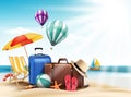 3D Realistic Summer Travel and Vacation Poster Design Royalty Free Stock Photo