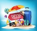 3D Realistic Summer Vacation Poster Design for Travel Royalty Free Stock Photo