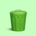 3d realistic trash can isolated on green background. Vector illustration