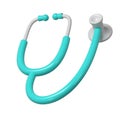 3d turquoise stethoscope icon. Render Illustration medical tool. Symbol concept of healthcare industry Royalty Free Stock Photo