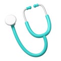 3d turquoise stethoscope icon. Render Illustration medical tool. Symbol concept of healthcare industry Royalty Free Stock Photo