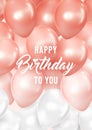 3d realistic vector balloon background. Pastel colors from rose to white. Decorative template for birthday card. Minimal