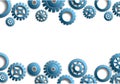 3d realistic vector blue gears frame on white
