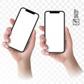 3d realistic vector hand holding phone for advertising Royalty Free Stock Photo