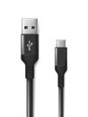 3d realistic vector icon. Black USB cabel. Isolated on white background. Royalty Free Stock Photo