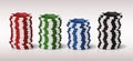 3d realistic vector icon illustration. Poker chips stack in different colors. Casino game money tokens. Royalty Free Stock Photo