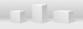 3d realistic vector icon illustration. White cube and rectangle set. Isolated on background Royalty Free Stock Photo