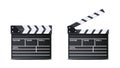 realistic vector icon. Movie clapper board open and closed.