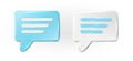 Realistic vector icon set. Chat bubble in white and blue, message and web