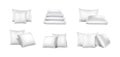 Realistic vector icon set. Colllection of white pillows in stack in different orientation. Mock up icon Royalty Free Stock Photo