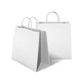 realistic vector icon set. White shopping paper bags. Isolated on white background.