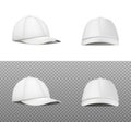 Realistic vector icon. White sport cap in front and side view. Mockup baseball cap Royalty Free Stock Photo
