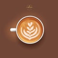 3d realistic vector isolated white cup of coffee latte tulip,  top view Royalty Free Stock Photo