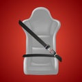 3d realistic safety background on red. Fasten your seat sign with fasten belt and car seat. Royalty Free Stock Photo