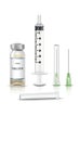 Realistic vector sample set for one dose vaccine injection with one ampule, syringe and needle. Isolated icon illustration Royalty Free Stock Photo