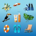 3d realistic vector summer icons isolated on white Royalty Free Stock Photo