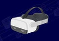 3D Realistic virtual reality headset on blue background