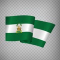 3D Realistic waving Flag of Andalusia on transparent background. Flag Autonomous Community Andalusia on transparent background f