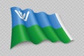 3D Realistic waving Flag of Khanty-Mansi Autonomous is a region of Russia