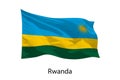 3d realistic Waving flag of Rwanda Isolated