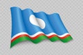 3D Realistic waving Flag of Yakutia is a region of Russia